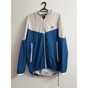 Nike Windrunner Jacket Men’s XXL White Blue Hoodie Zip Up